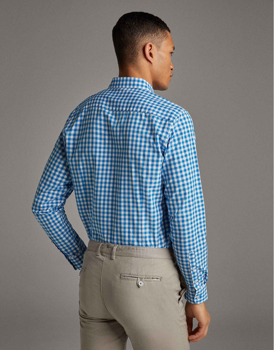Turquoise checked Vichy sport shirt - Man | Roberto Verino