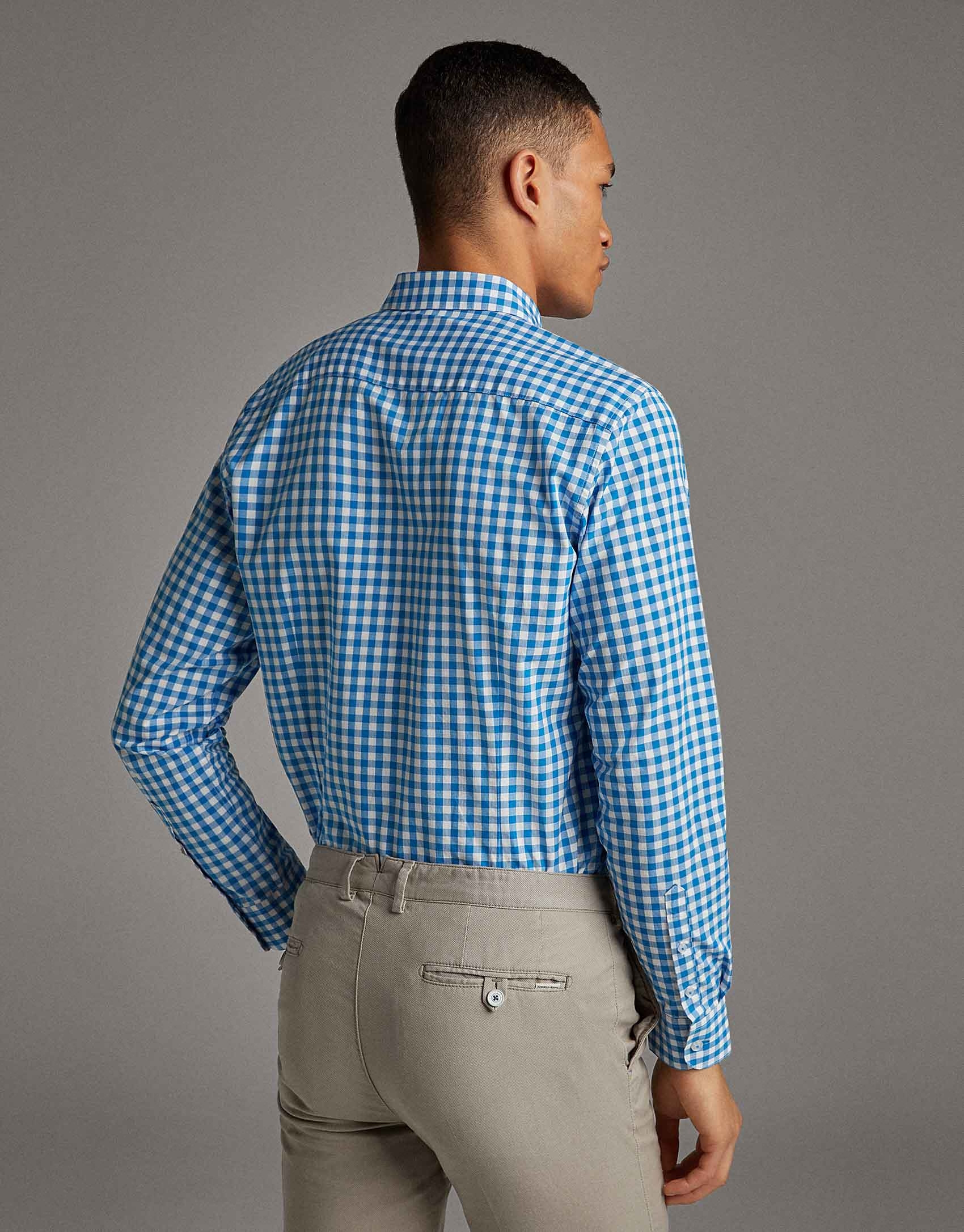 Turquoise checked Vichy sport shirt - Man | Roberto Verino