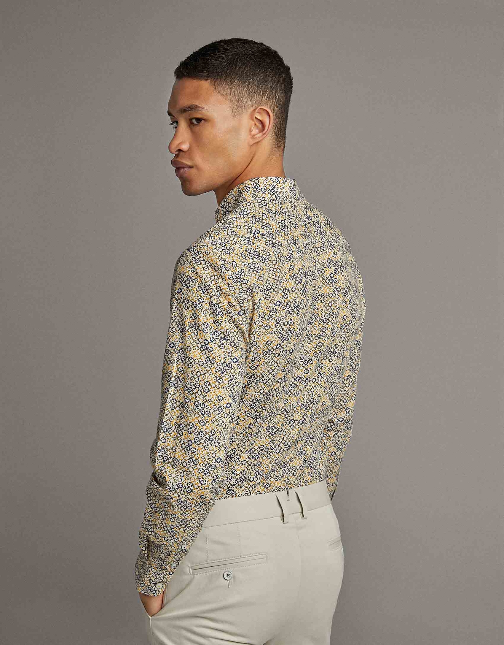 Yellow floral print sport shirt - Man - SS2020 | Roberto Verino