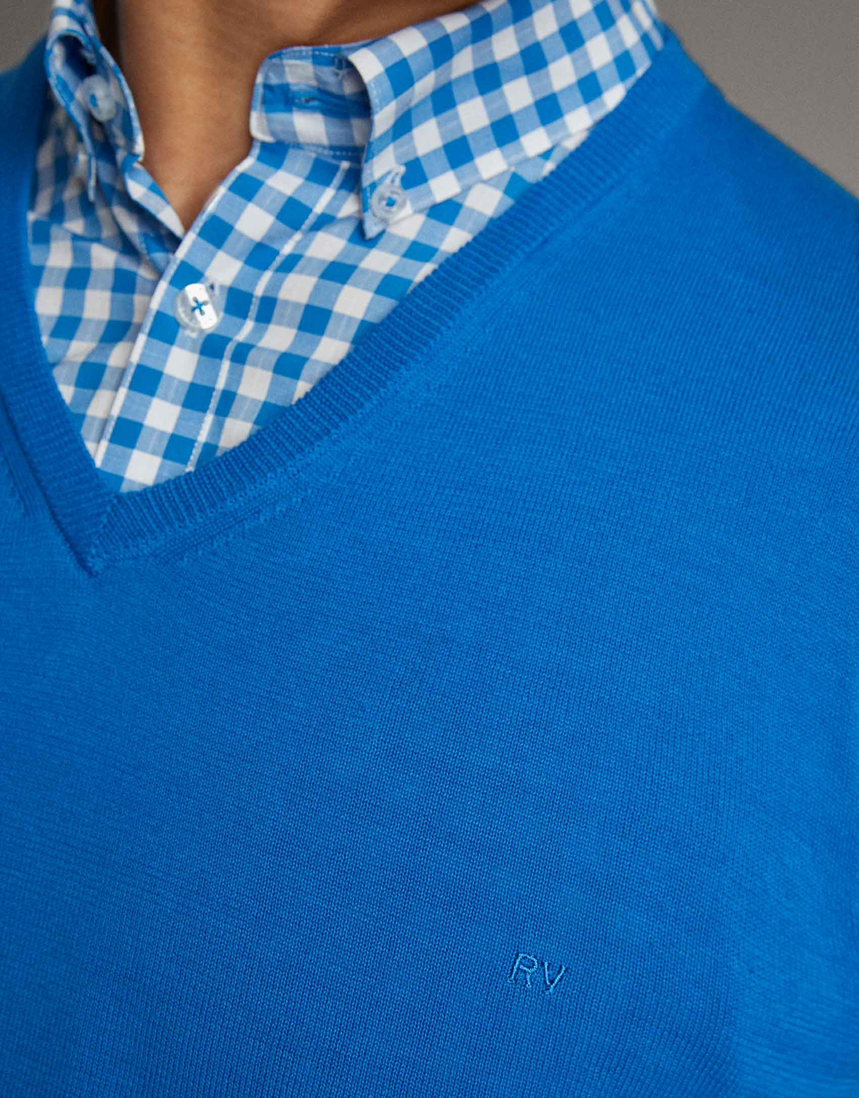 Jersey cuello pico turquesa - Hombre - PV2020 | Roberto Verino
