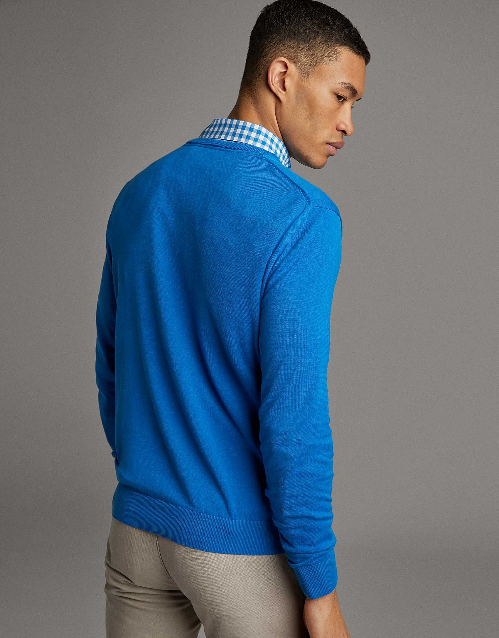 Jersey cuello pico turquesa - Hombre - PV2020 | Roberto Verino