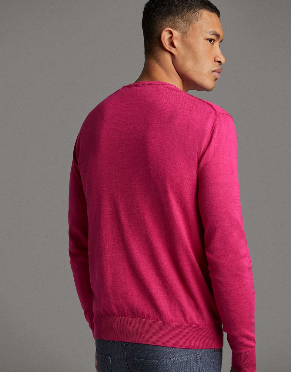 Jersey cuello pico rosa oscuro - Hombre | Roberto Verino