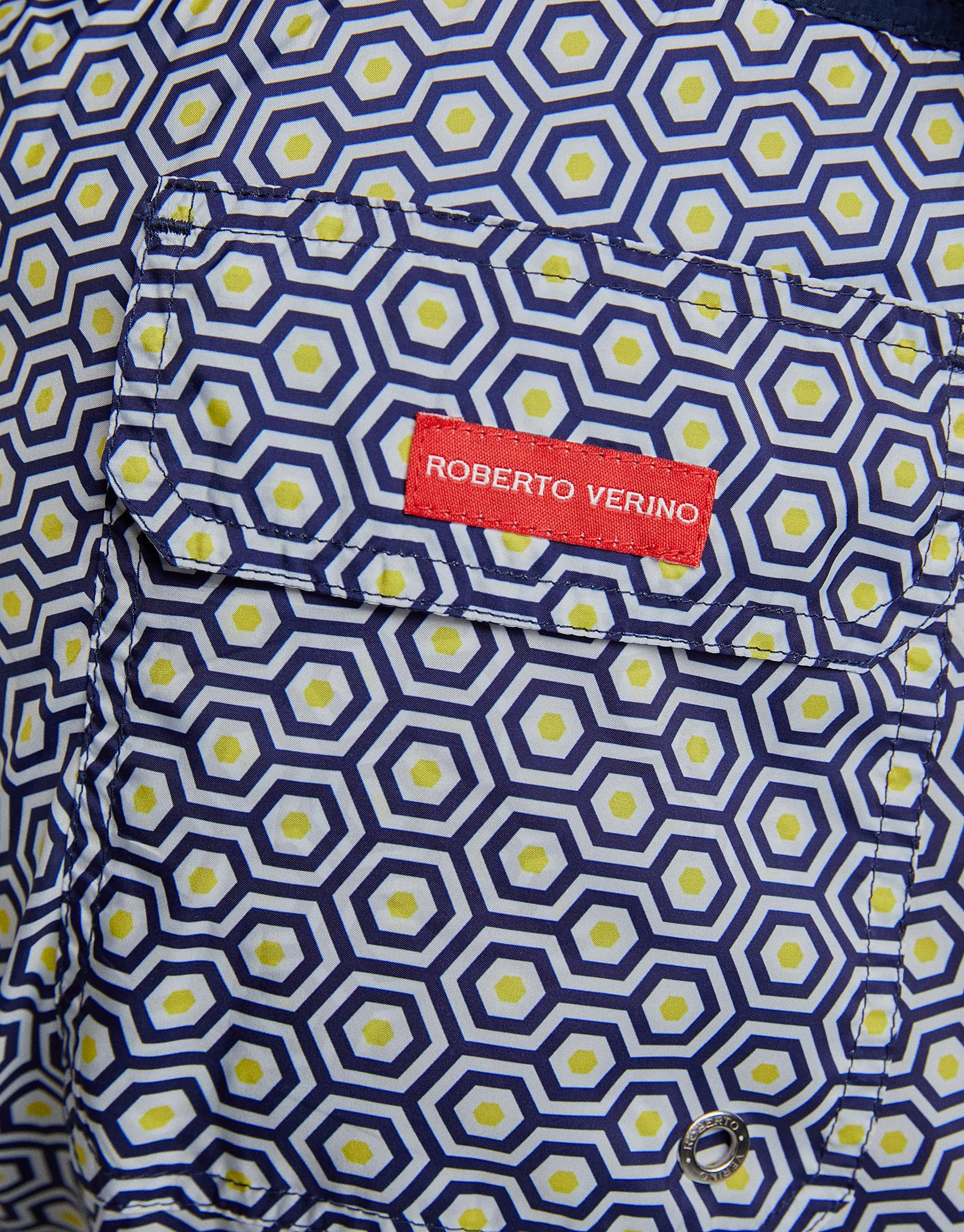 Blue and yellow geometric print swimsuit - Man | Roberto Verino