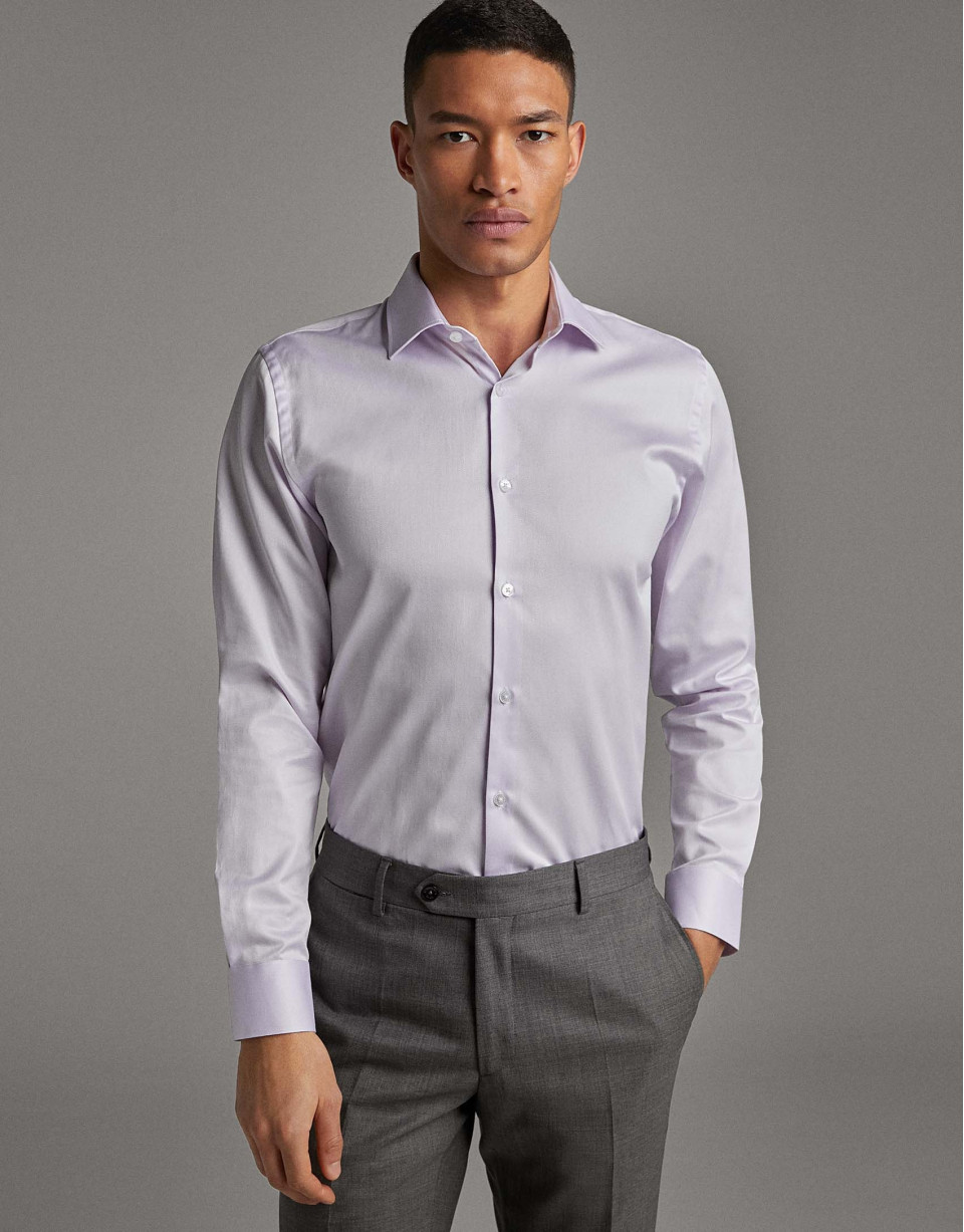 Camisa vestir falso liso malva