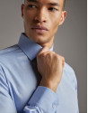 Light blue fake plain structured dress shirt