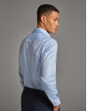 Camisa vestir estructura falso liso celeste