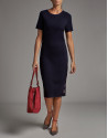 Vestido midi punto marino con jacquard RV