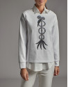 Sudadera blanca con bordado étnico pájaros y strass