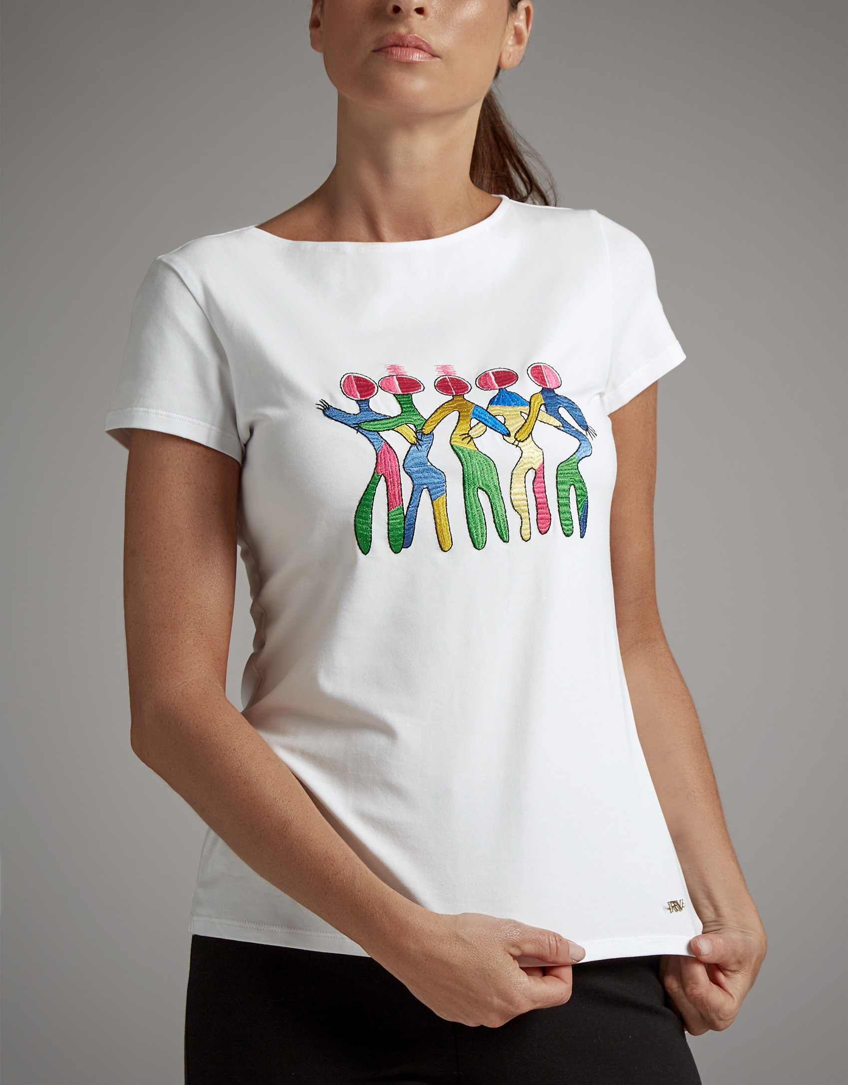 White top with ballerina print