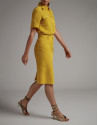 Falda midi oro con cinturón