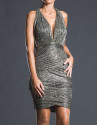 Silver lamé draped dress