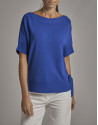 Blue striped oversize sweater with bat sleeves