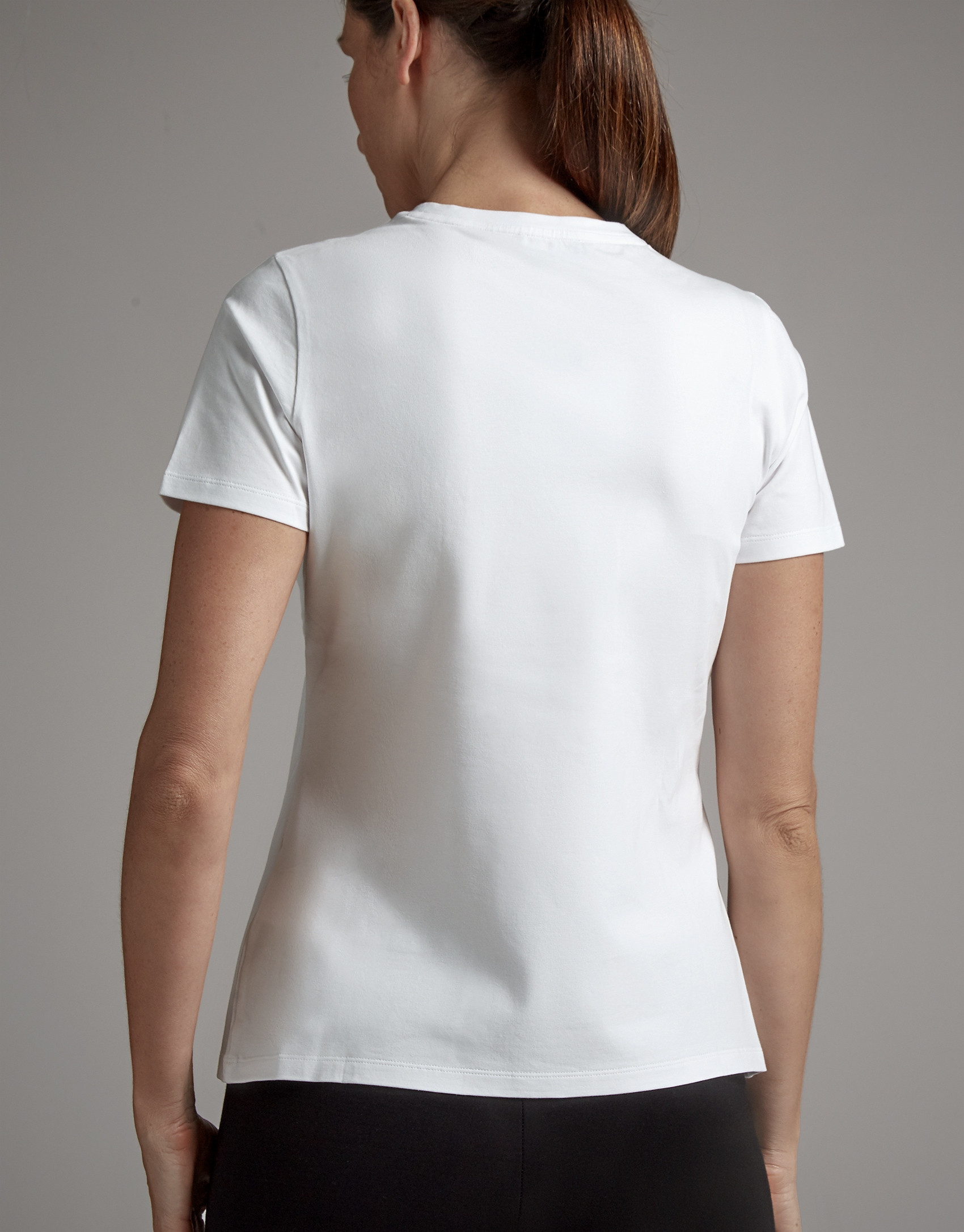White top with ballerina print