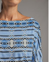 Indigo blue print top with bat sleeves  - Woman | Roberto Verino