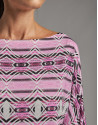 Camiseta manga murciélago estampada rosa | Roberto Verino