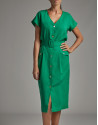 Vestido midi tipo camisero verde - Mujer | Roberto Verino