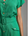 Vestido midi tipo camisero verde - Mujer | Roberto Verino