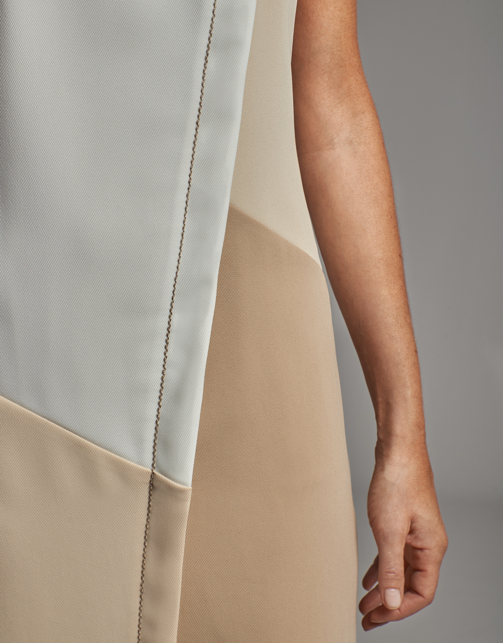 Mink/beige sleeveless asymmetric dress - Woman | Roberto Verino