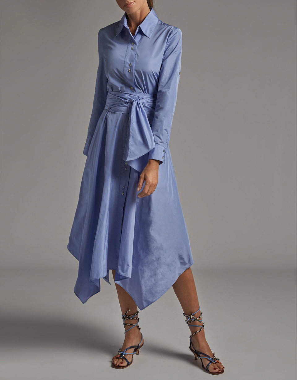 Pastel blue taffeta shirtwaist dress - Woman | Roberto Verino