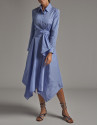 Vestido camisero tafetán azul pastel - Mujer | Roberto Verino