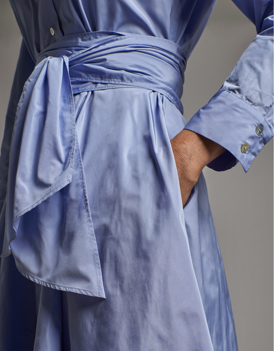 Pastel blue taffeta shirtwaist dress - Woman | Roberto Verino