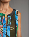 Vestido largo fluido sin mangas estampado floral | Roberto Verino