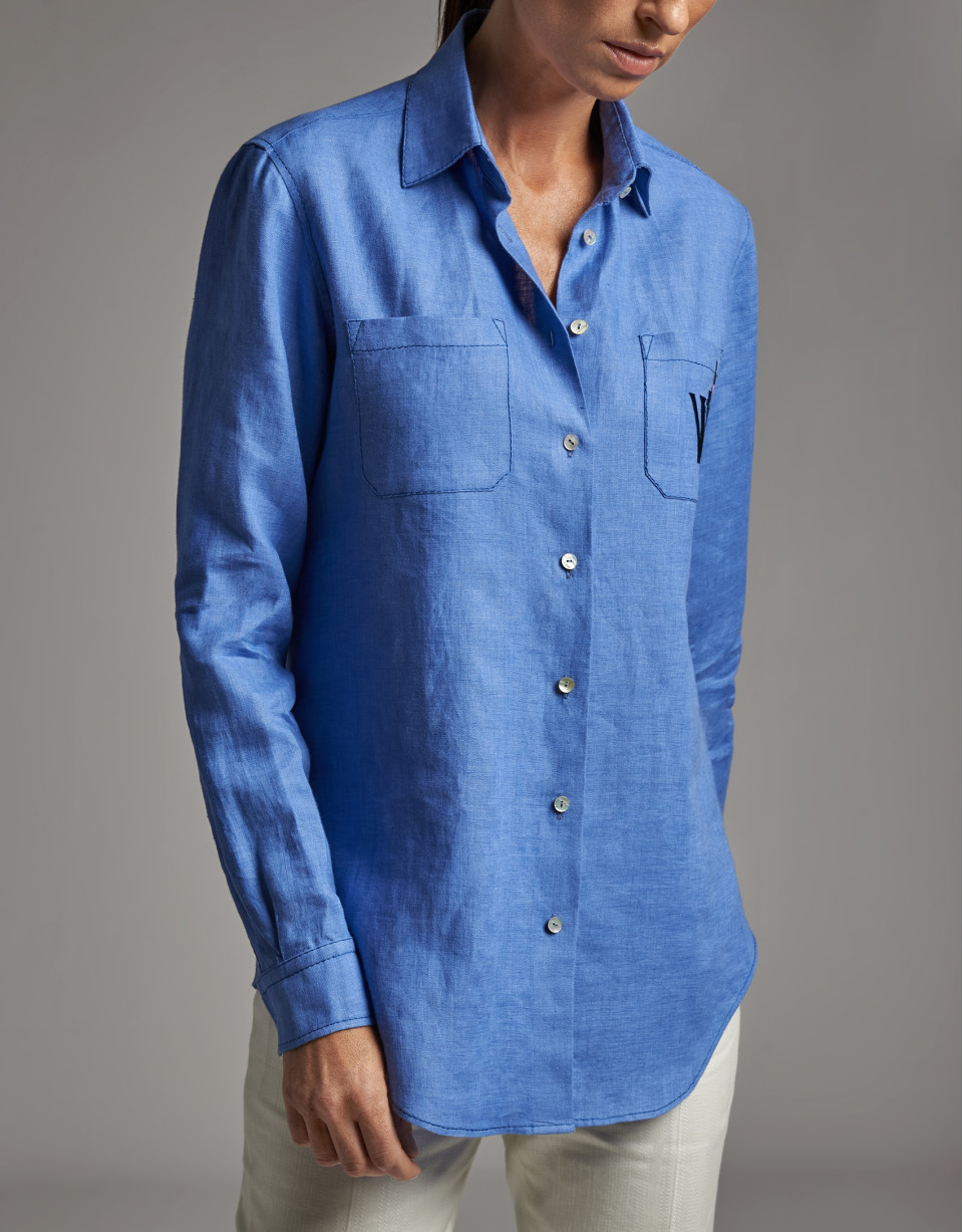 Blue linen men's shirt - Woman - SS2020 | Roberto Verino