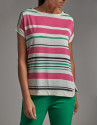 Short-sleeved top with stripes in front - Woman | Roberto Verino