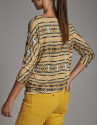 Gold print top with bat sleeves  - Woman | Roberto Verino