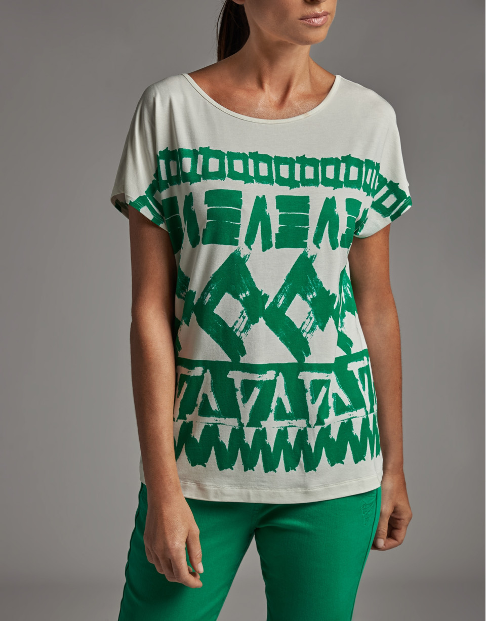 Green geometric print top - Woman - SS2020 | Roberto Verino