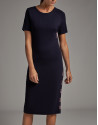 Vestido midi punto marino con jacquard RV | Roberto Verino