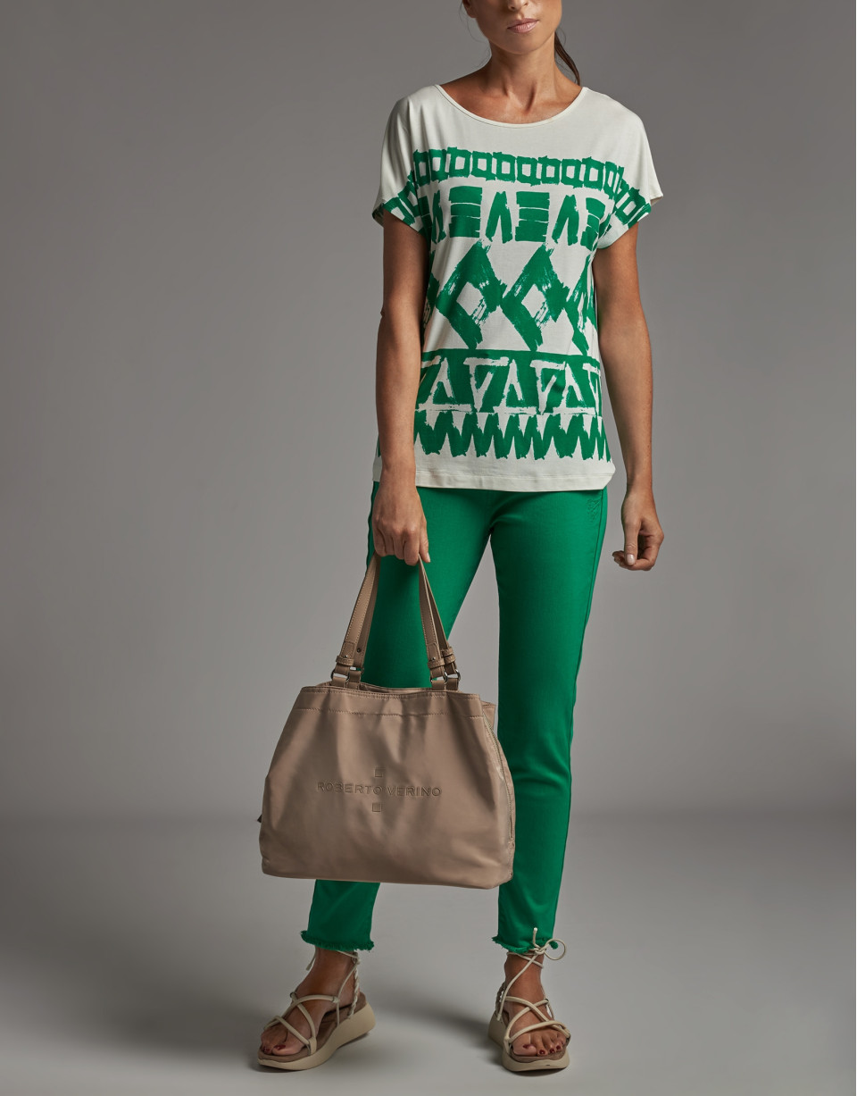 Green geometric print top - Woman - SS2020 | Roberto Verino
