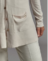 Beige knit jacket with RV jacquard - Woman | Roberto Verino