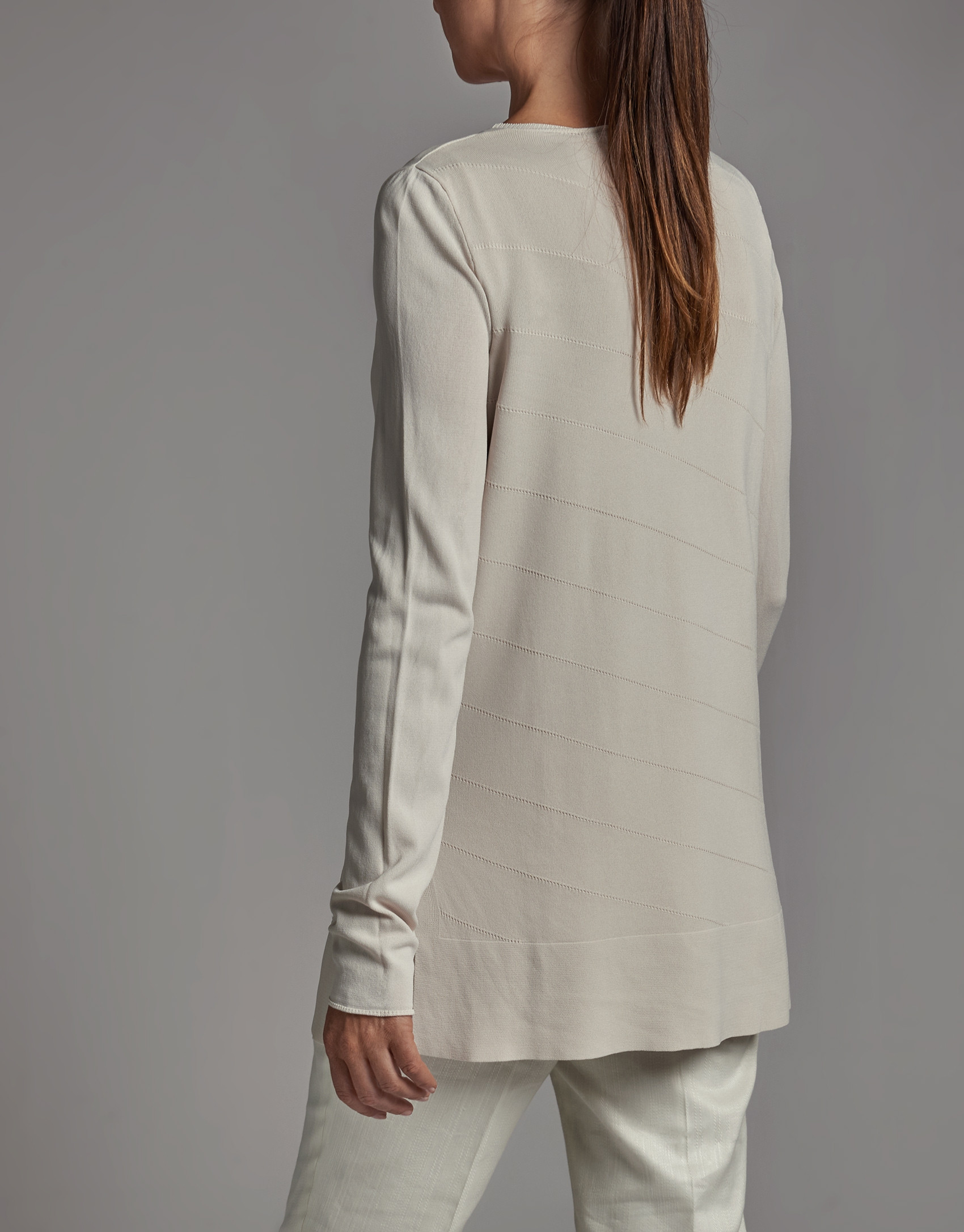 Chaqueta larga de punto fantasía beige - Mujer | Roberto Verino