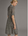 Black and white print flowing shirtwaist dress