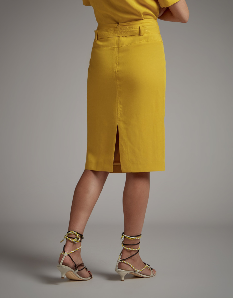 Gold midi skirt with belt