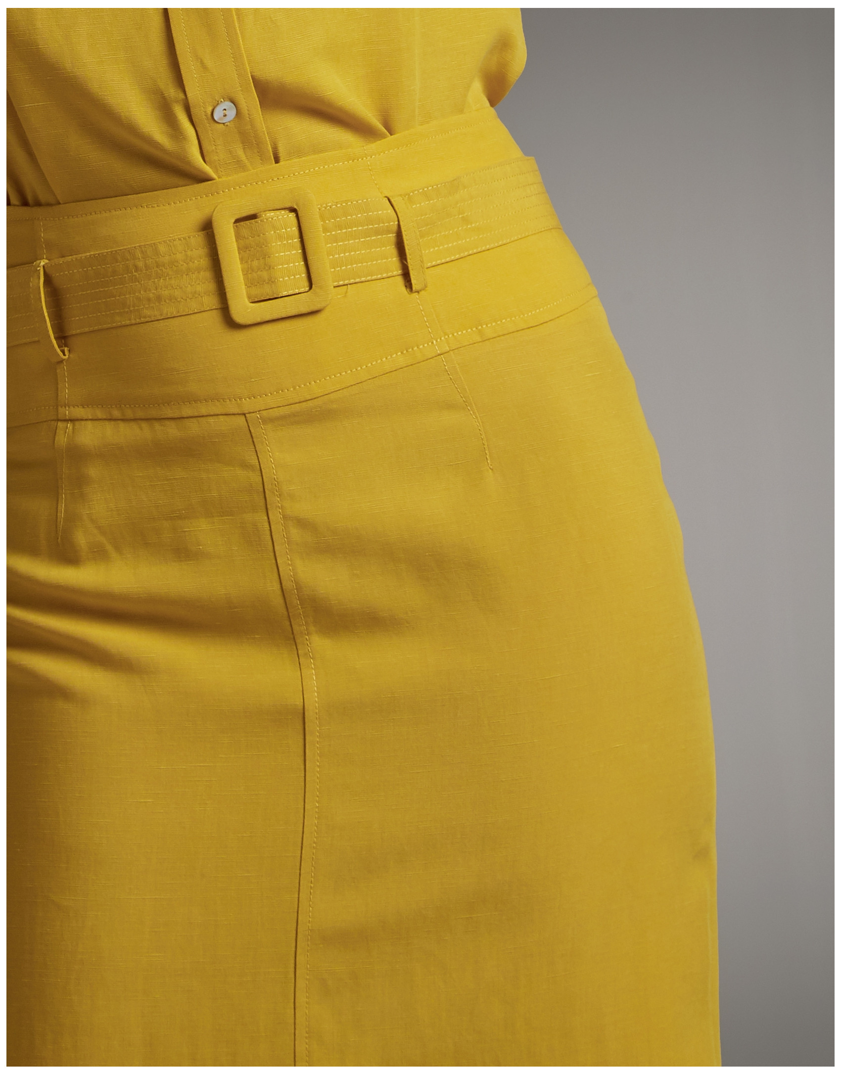 Gold midi skirt with belt