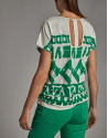 Green geometric print top