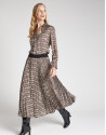 Geometric print long pleated skirt - OI20 - % | Roberto Verino