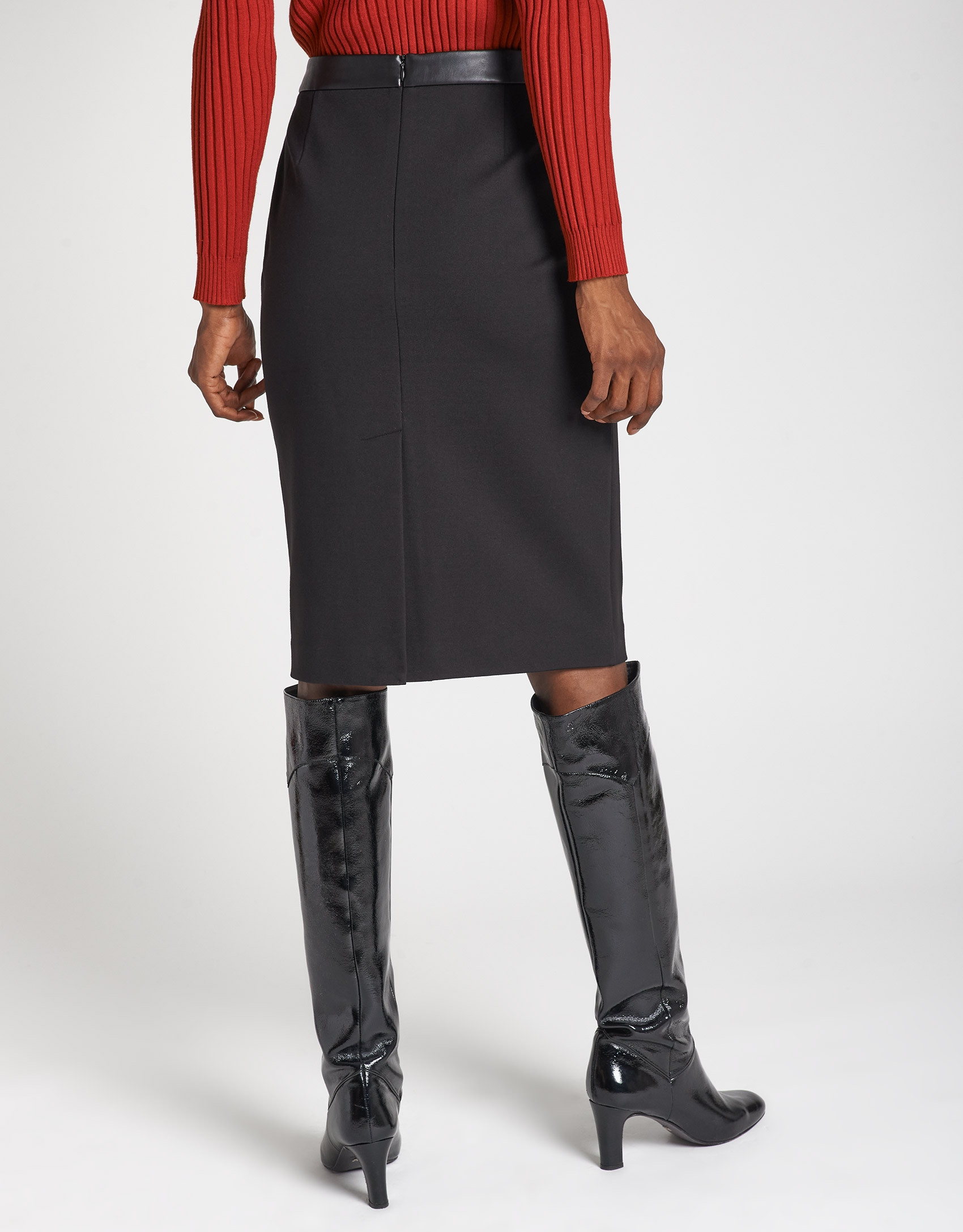 Falda midi negra cintura combinada - OI20 - % | Roberto Verino