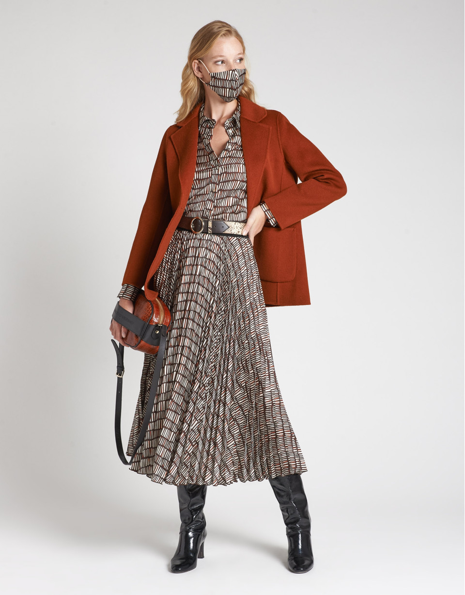 Geometric print long pleated skirt - OI20 - % | Roberto Verino