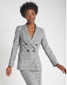 Gray glen plaid double-breasted blazer | Roberto Verino