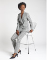 Gray glen plaid double-breasted blazer | Roberto Verino