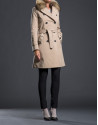 Beige raccoon fur raincoat