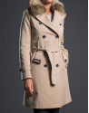 Gabardina beige pelo mapache