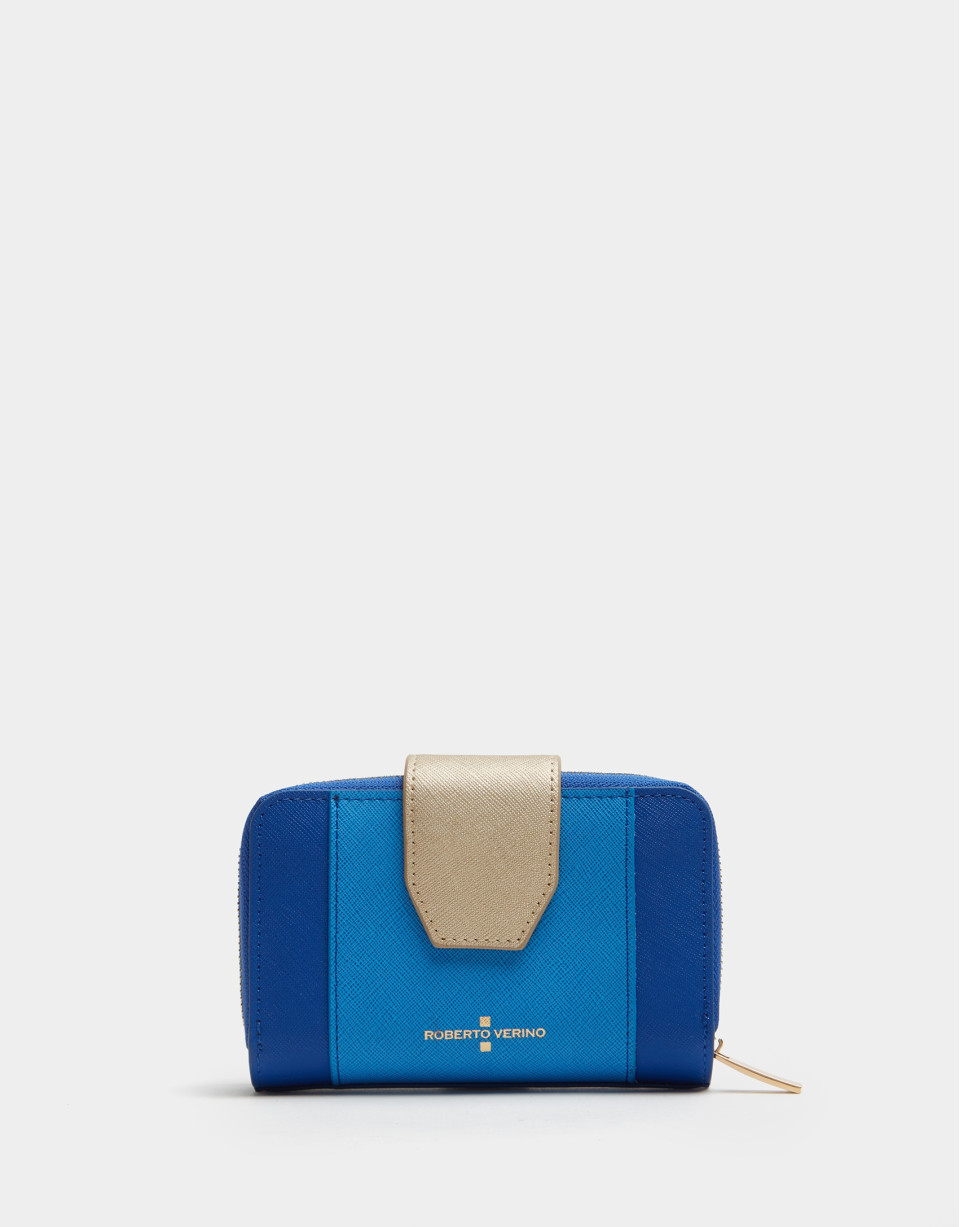 Blue saffiano leather wallet - AW2020 | Roberto Verino
