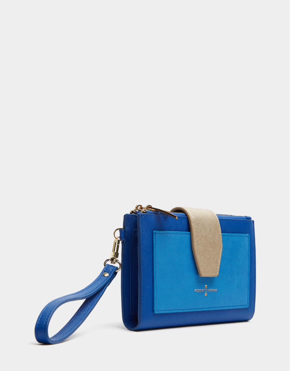 Cartera doble piel saffiano azul - OI2020 | Roberto Verino