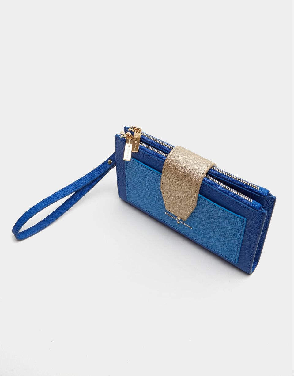 Cartera doble piel saffiano azul - OI2020 | Roberto Verino