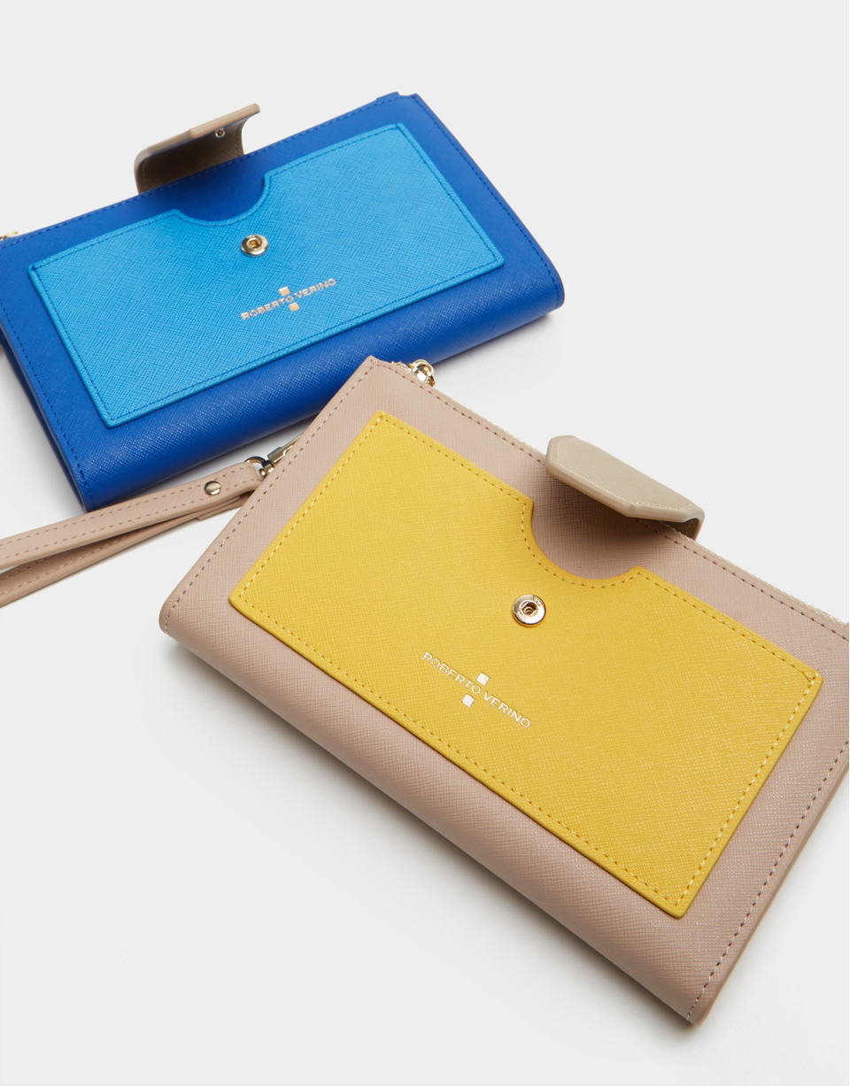 Cartera doble piel saffiano azul - OI2020 | Roberto Verino