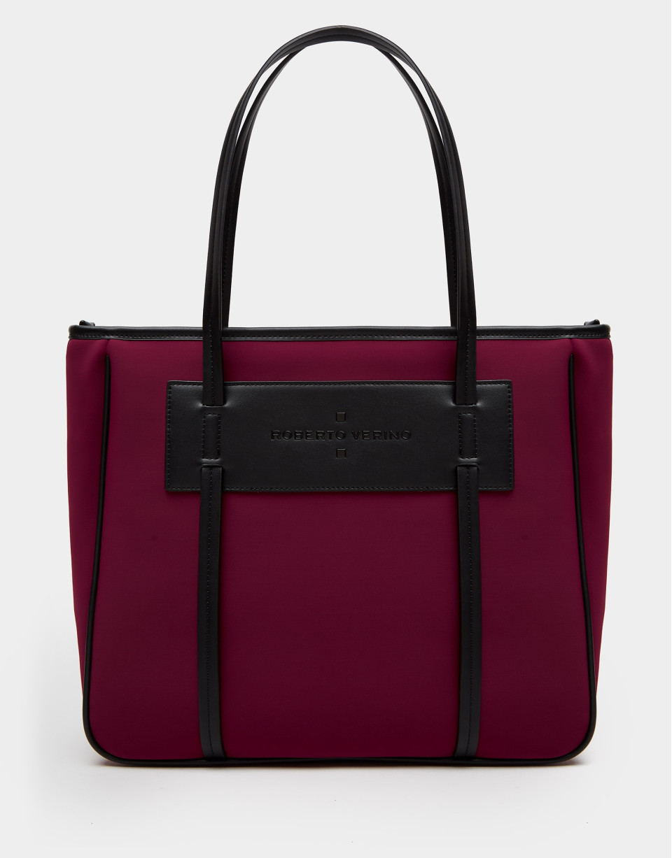 Aubergine neoprene Maxi Nora shopping bag | Roberto Verino